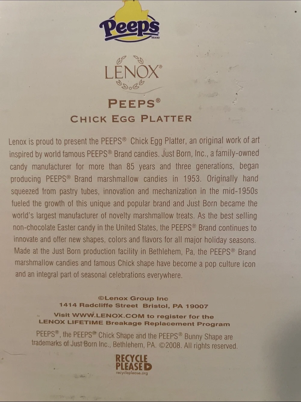 Lenox Peeps Deviled Egg Platter | Floral Ceramic Serving Dish | Retired